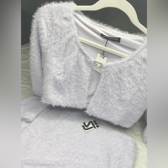 Light Purple Furry Long Sleeve Skirt Set SHANE JUSTIN - Picture 7 of 11